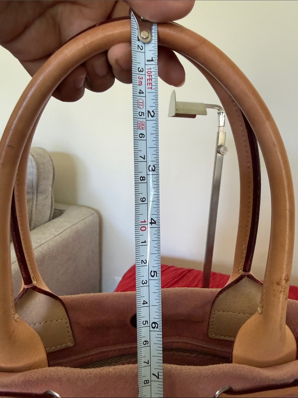 Dooney & Bourke Dusty Rose Suede Tote with Tan Leather Trim - Picture 13 of 16